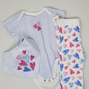 Blue White Hearts Baby Girl Outfit